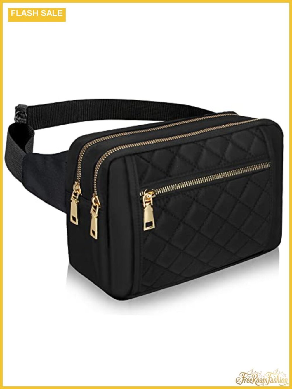 Large Nylon Fanny Pack Crossbody Waist Bag 5 Zipper Pockets Waterproof